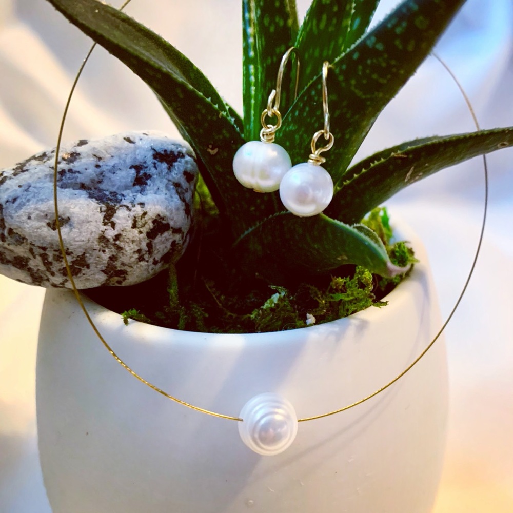 Elegant handcrafted freshwater pearl set.